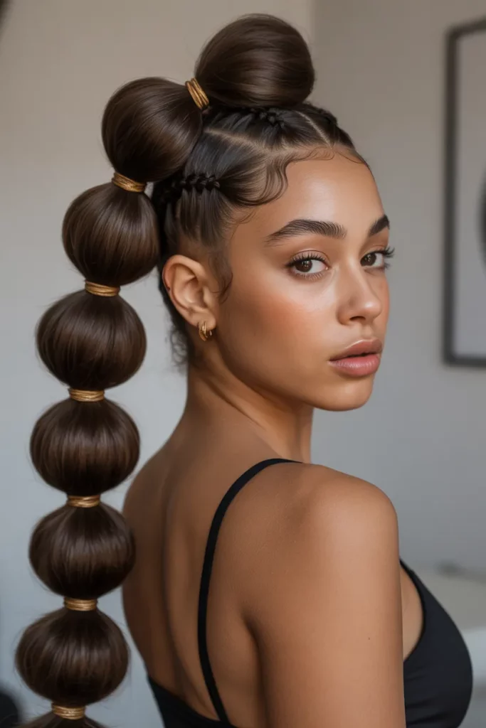 Bubble Ponytail with Braided Base