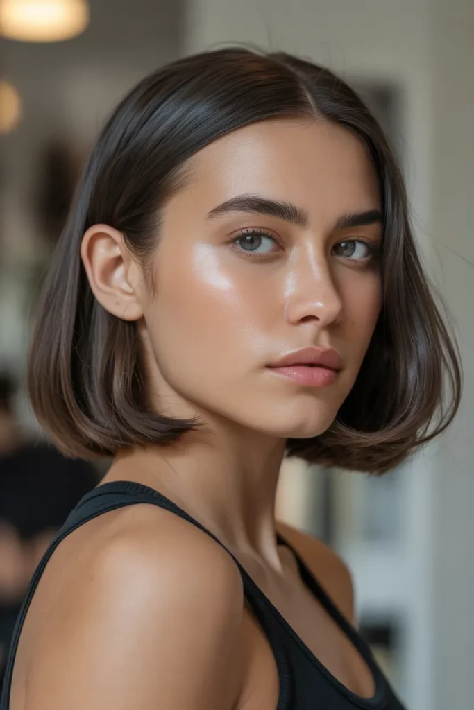 Chin-Length Blunt Bob with Shine Finish
