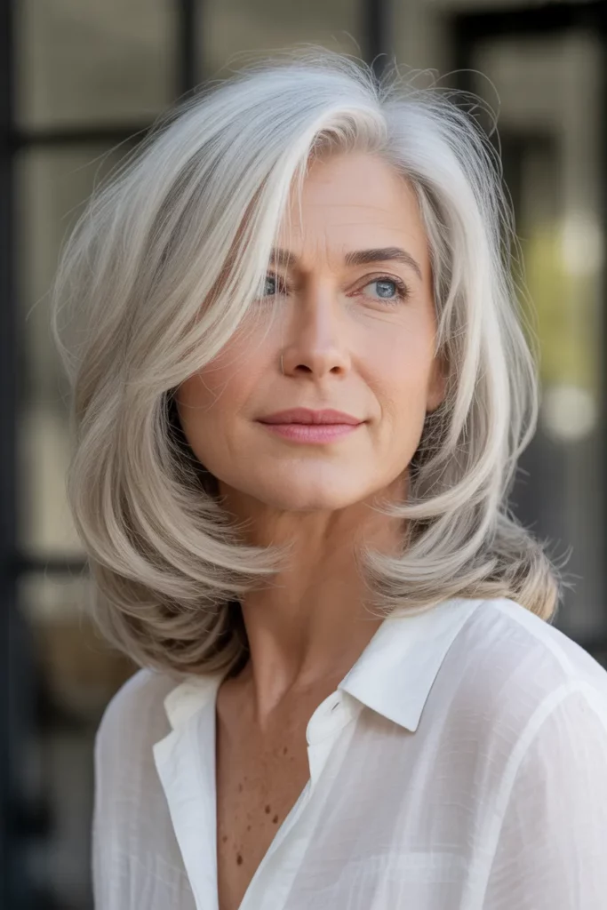 Feathered Shoulder-Length Hair