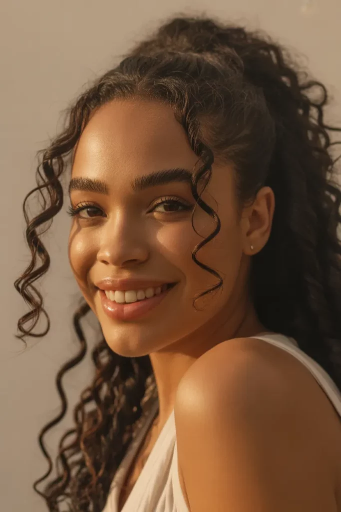 Half-Up Curly Ponytail