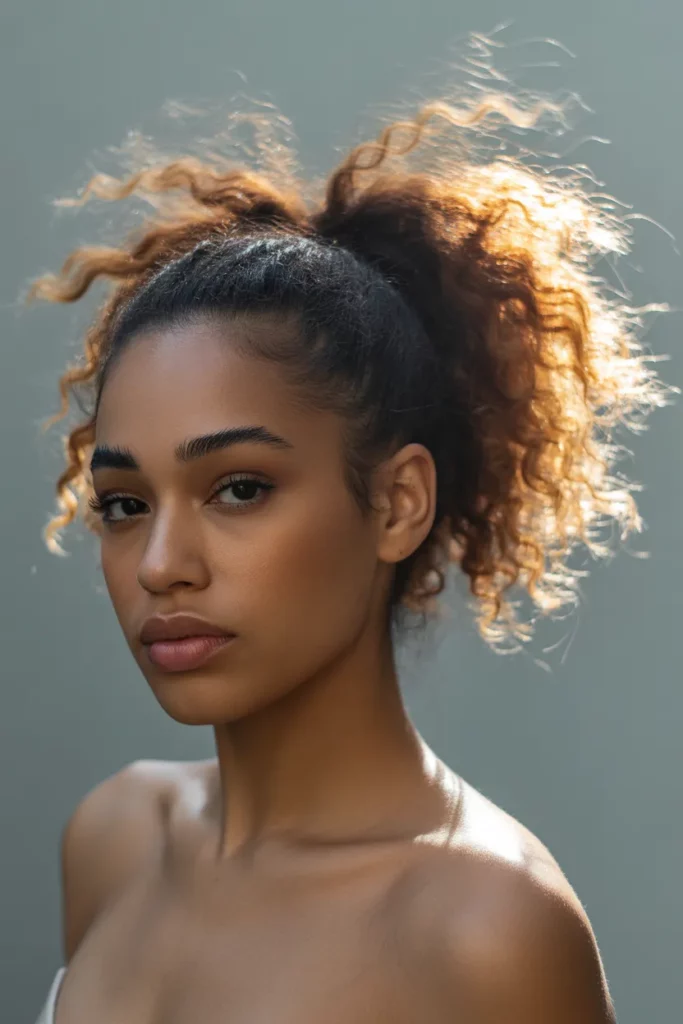 High Ponytail with Curly Ends