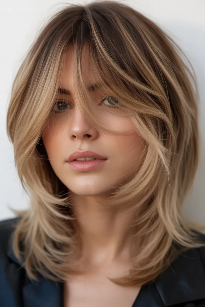 Layered Kitty Cut with Soft Balayage
