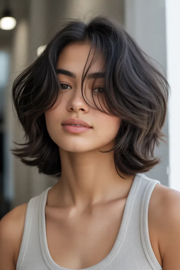 Layered Messy Bob with Middle Part