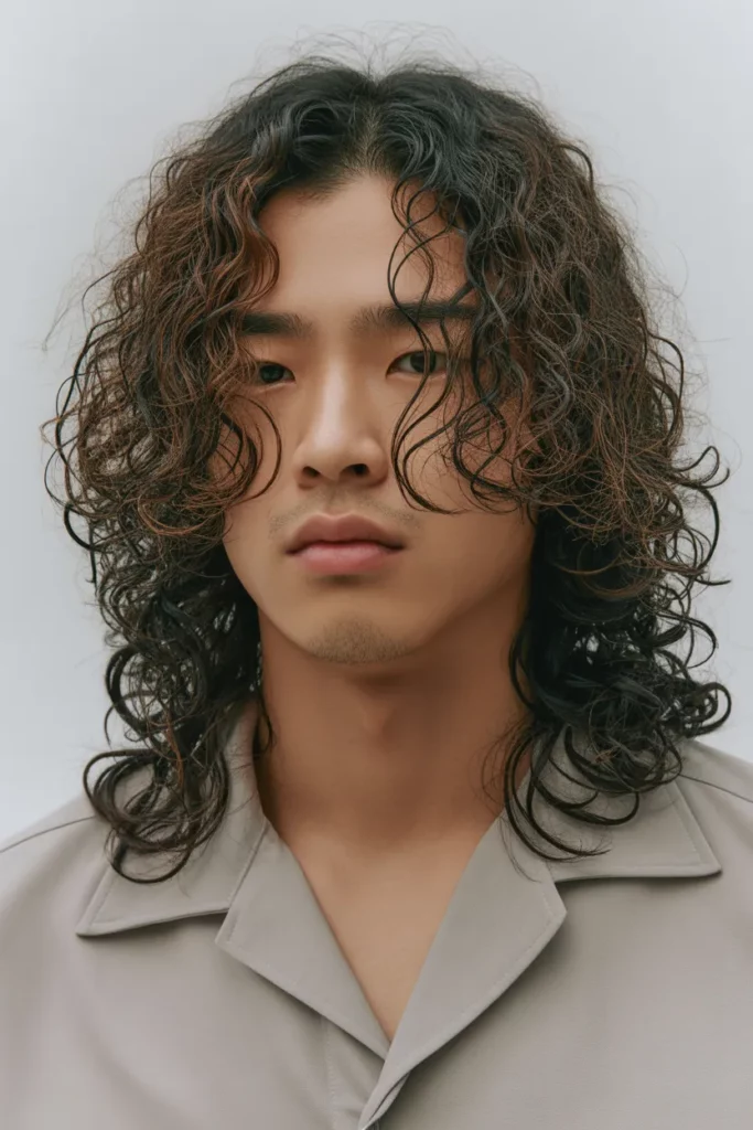 Long Curly Curtain Haircut