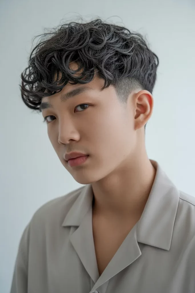 Long Curly Top with Tapered Sides