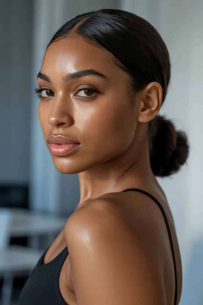 Low Sleek Ponytail with Middle Part