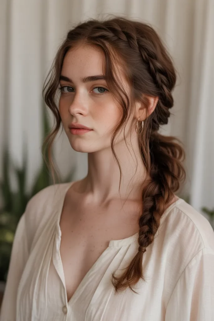 Messy Ponytail with Soft Braided Accent