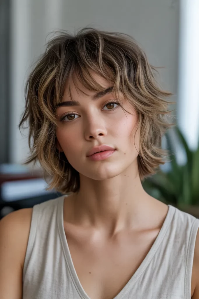 Messy Shag with Side Bangs