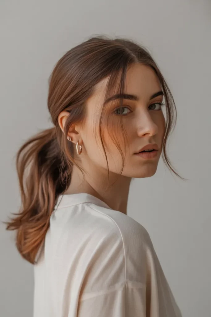 Mid-Low Messy Ponytail with Subtle Texture