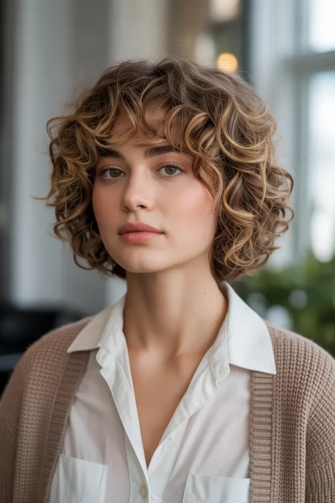 Short Curly Messy Bob