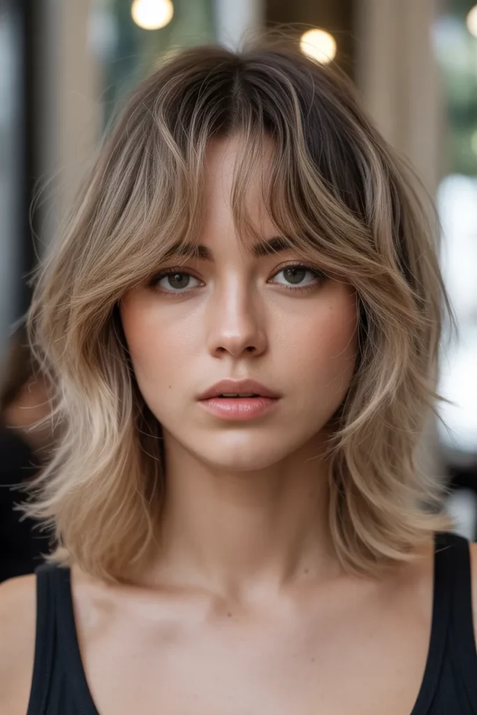 Shoulder-Length Kitty Cut with Airy Fringe