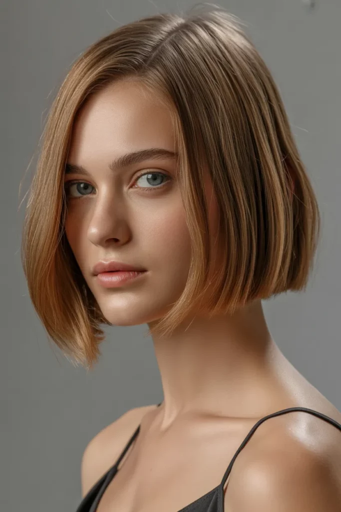 Sleek Blunt Bob with Side Part