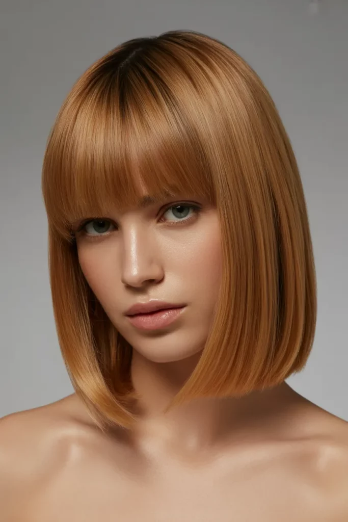 Sleek Kitty Cut with Blunt Bangs