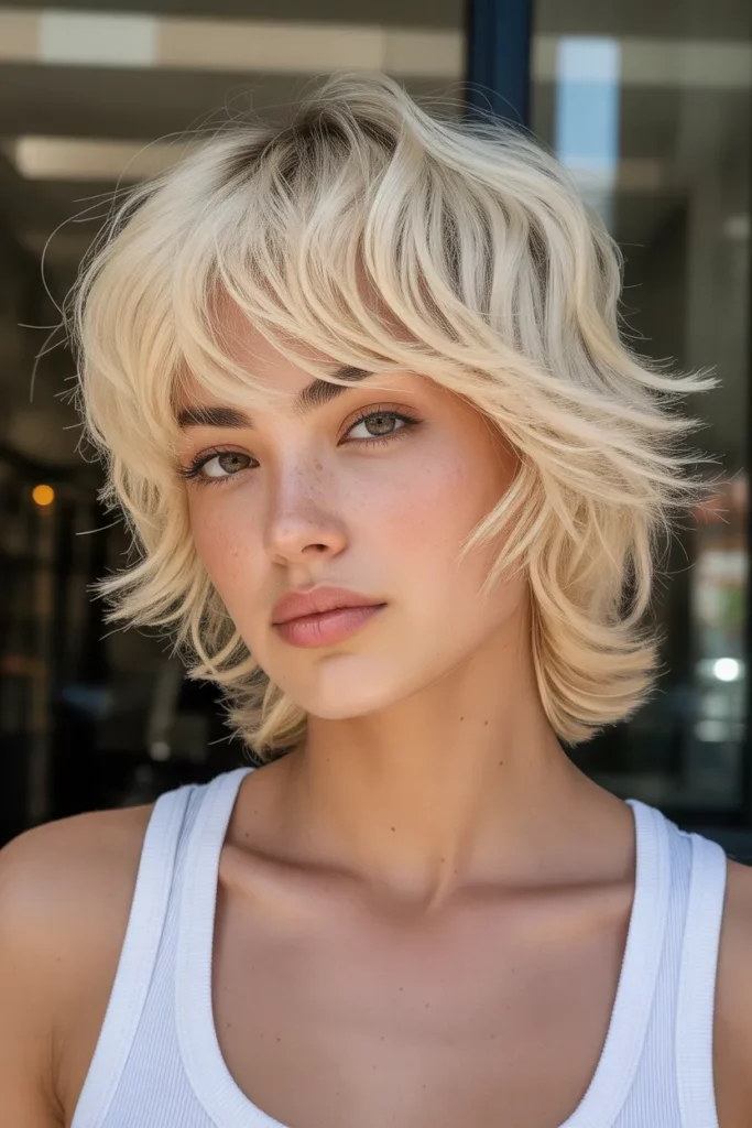 Textured Blonde Wolf Cut