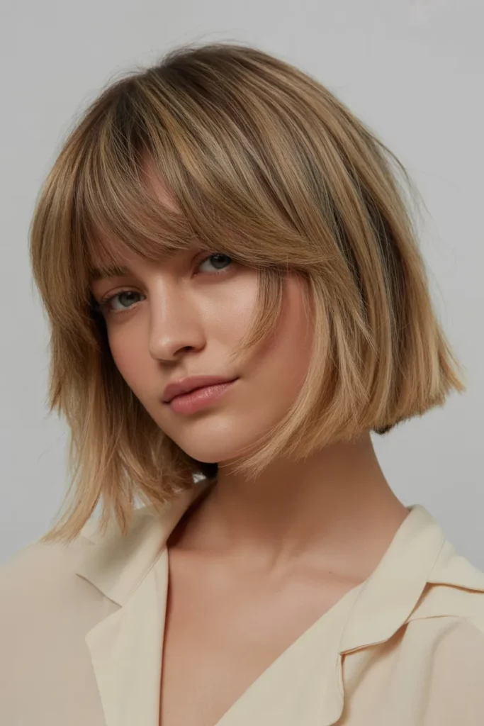 Textured Bob with Curtain Bangs