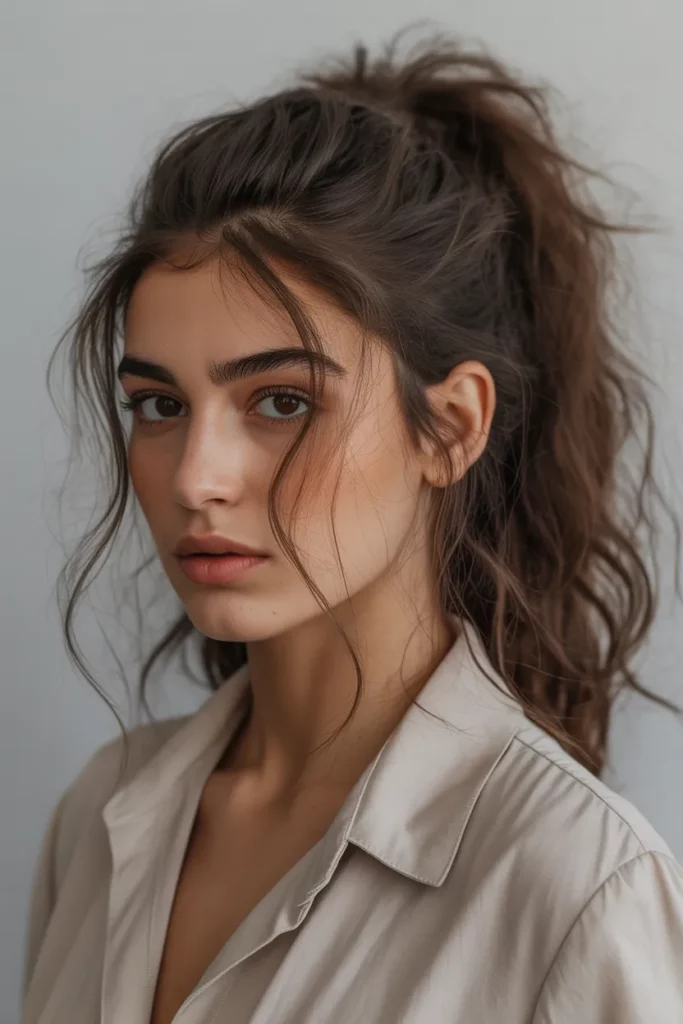 Textured Messy Ponytail with Volume