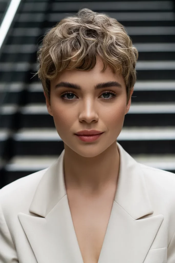  The Angled Curly Fringe Pixie
