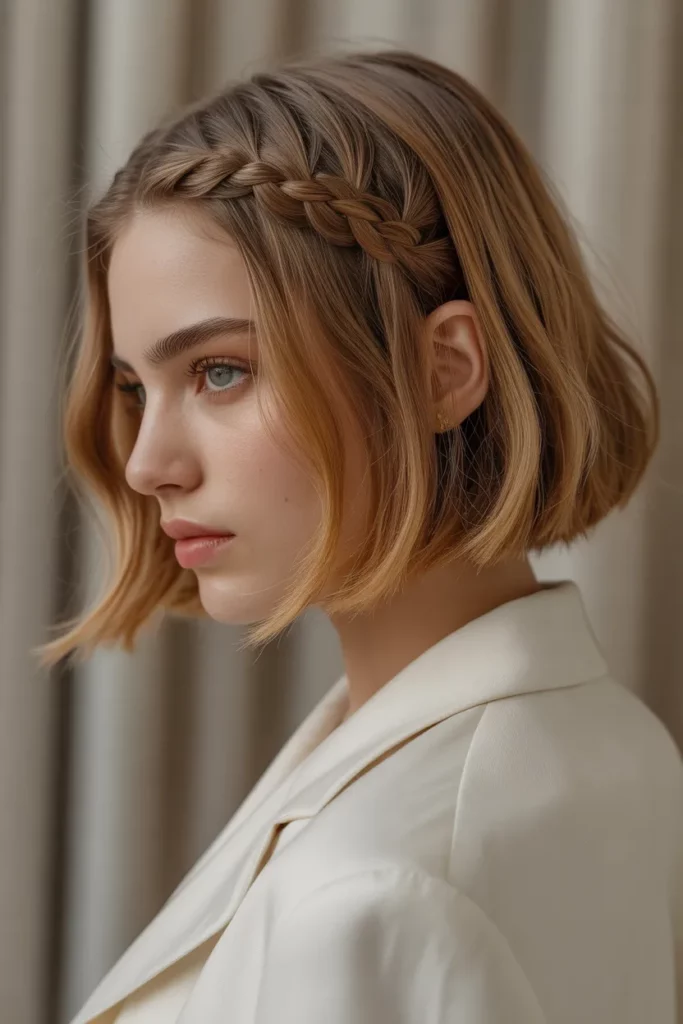 The Bob with a Braided Crown Accent