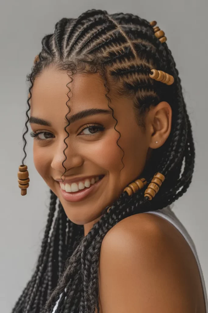 The Bold Cornrow Updo with Beads
