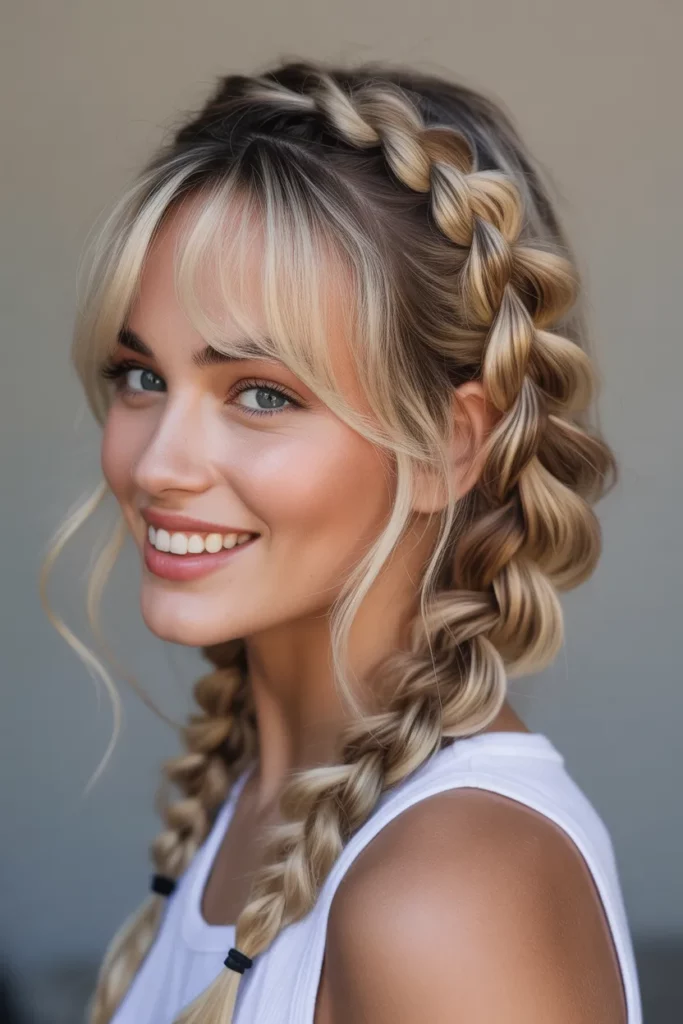 The Bubble Braid with Curtain Bangs