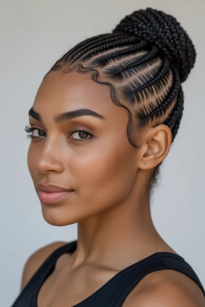 The Cornrow Bun with Side Part