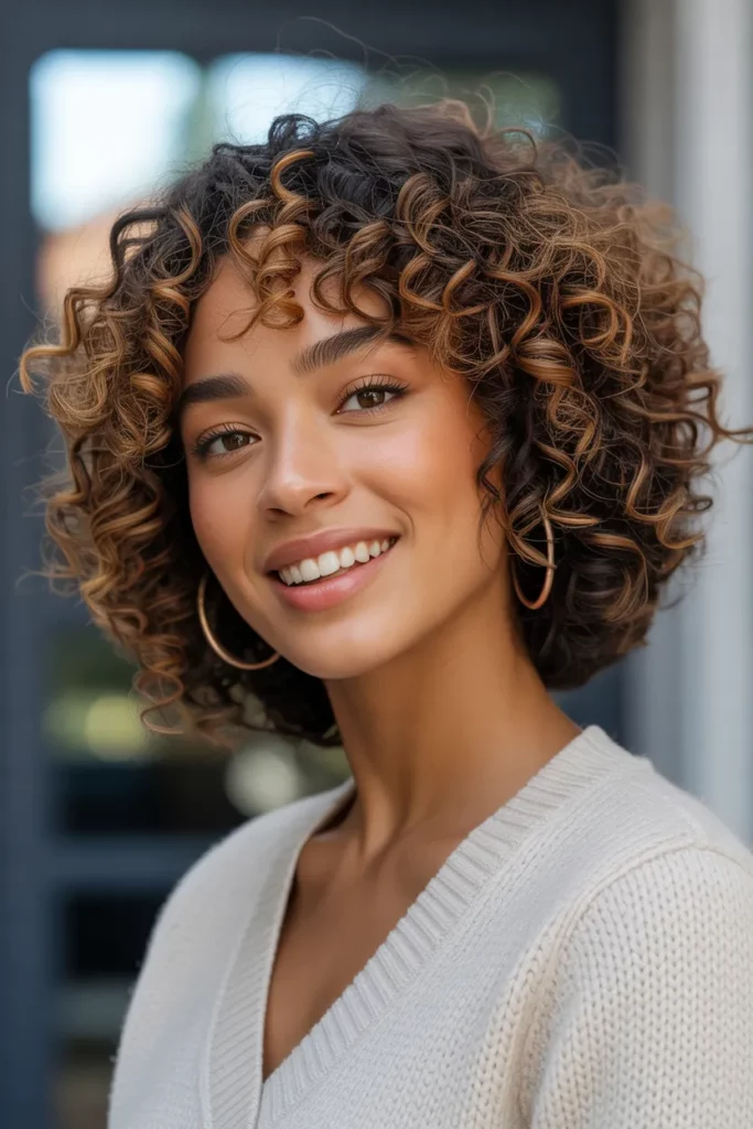 The Curly Bob with Highlights