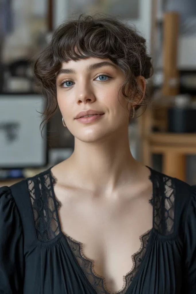 The Curly Fringe with Long Layers