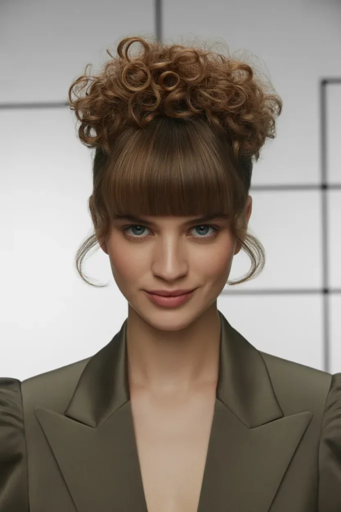 The Curly Fro-Hawk with Bold Bangs