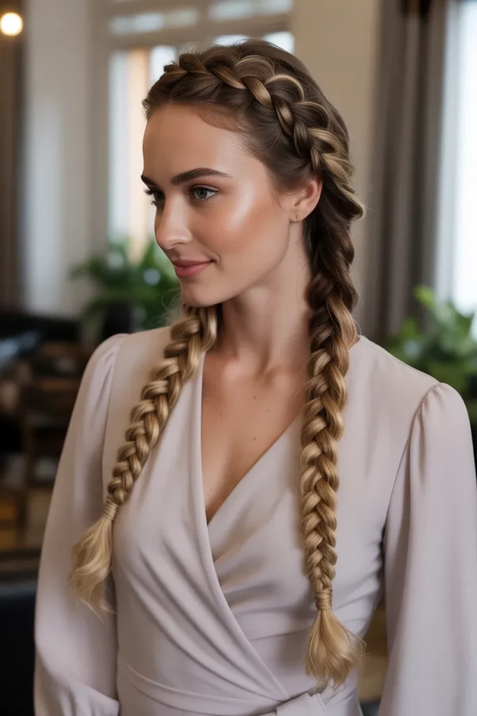 The Dutch Braid into a Braided Bun