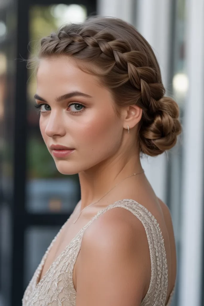 The Dutch Braid into a Low Bun
