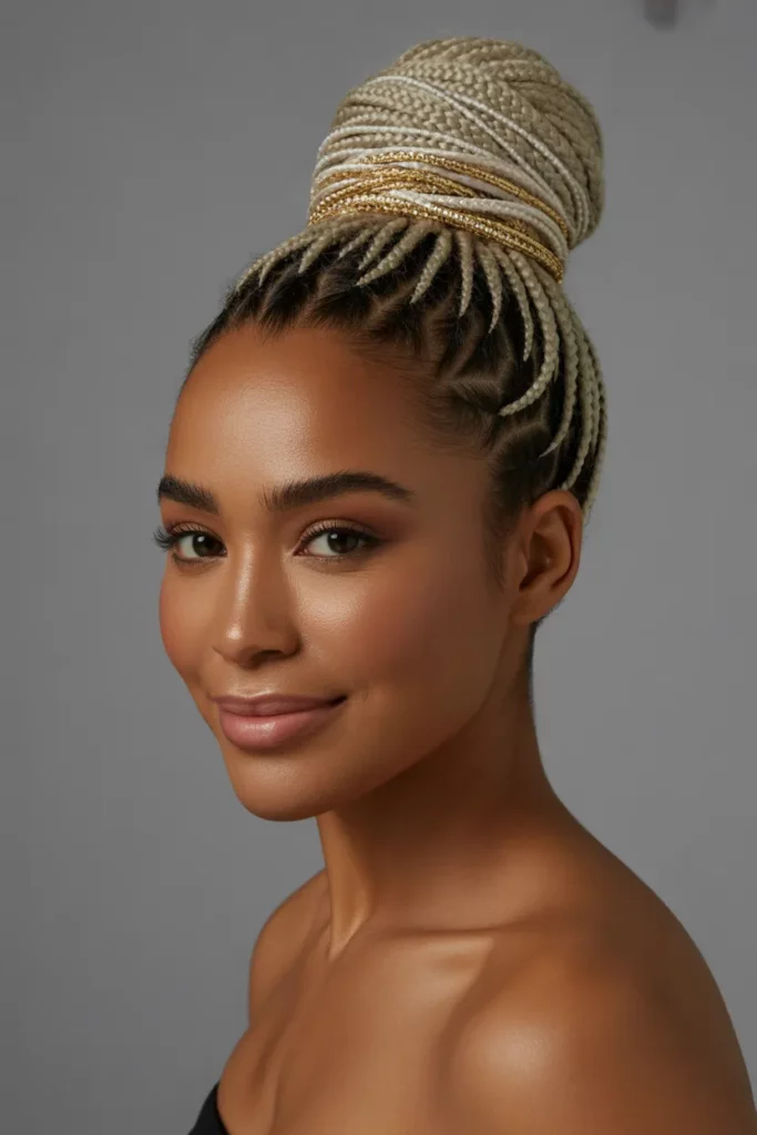 The Elegant Braided Bun with Threads
