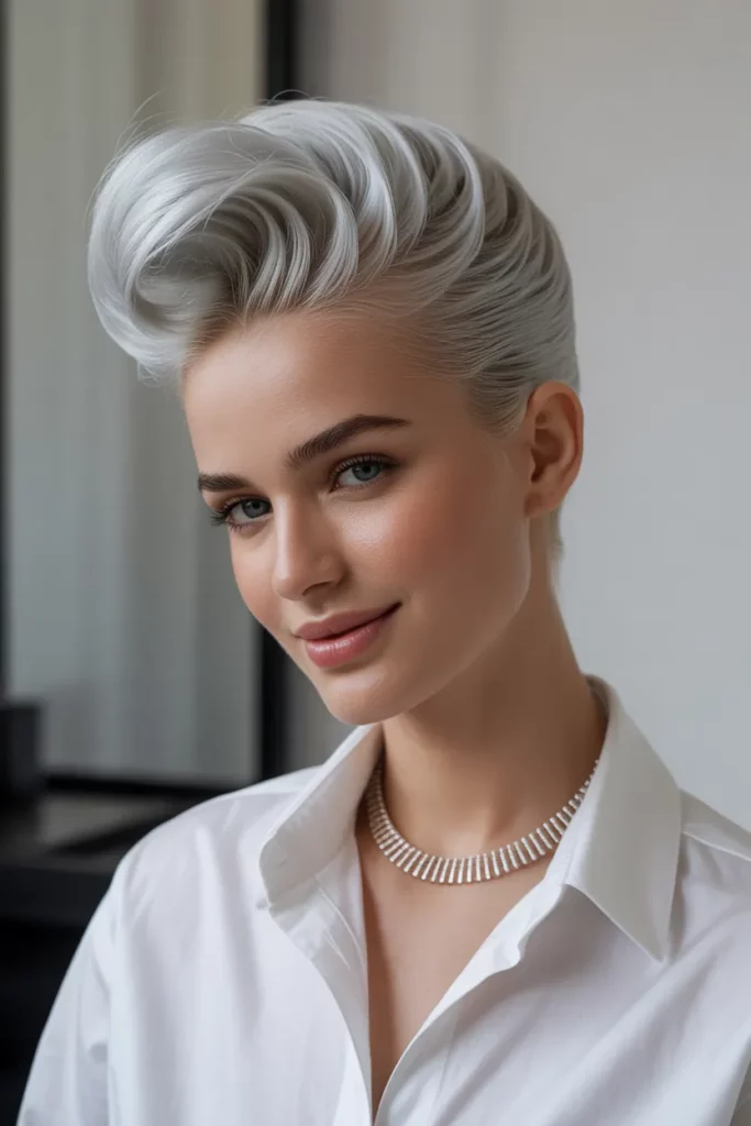 The Elegant Swept-Back Silver Mohawk