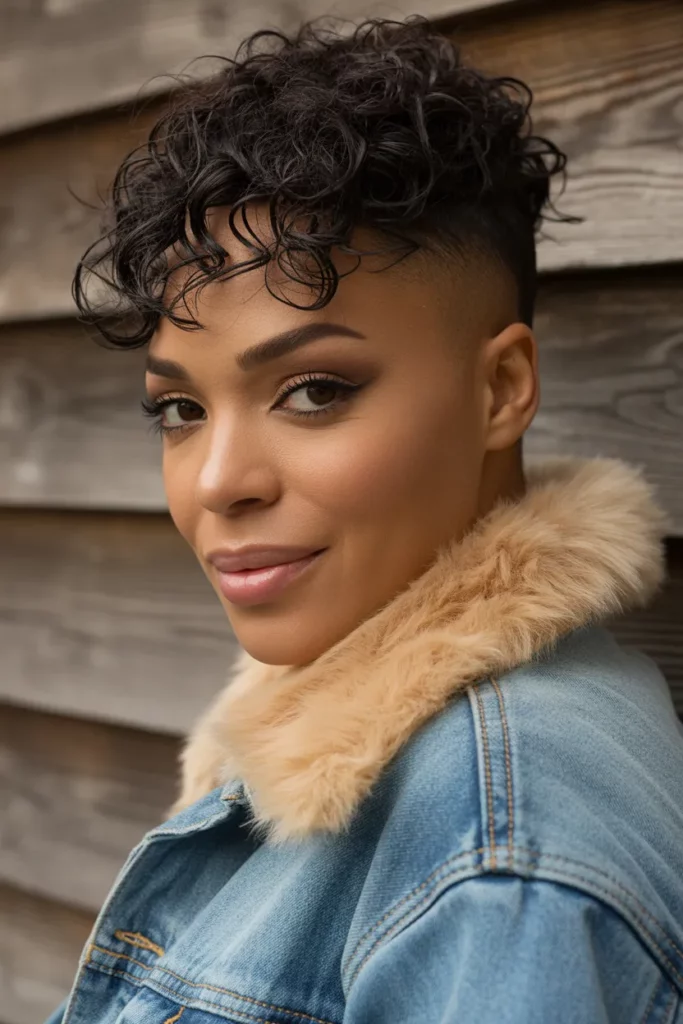 The Fade with Curly Bangs