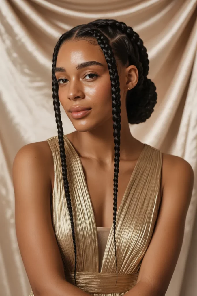 The Goddess Braids with a Low Chignon