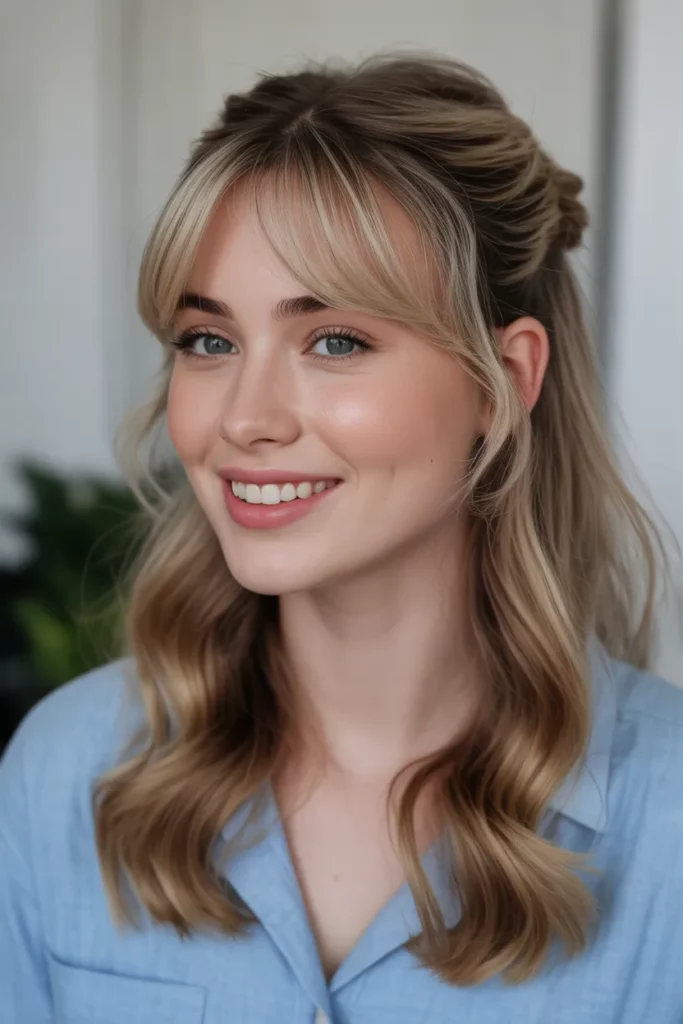 The Half-Up Twisted Pony with Curtain Bangs