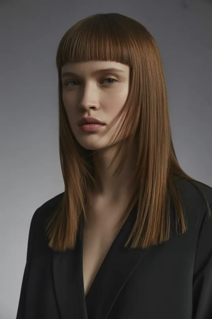 The Long Blunt Cut with Bangs