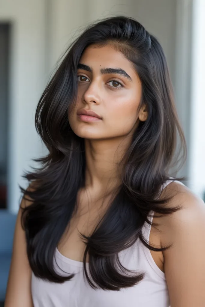 The Long Hair with Long Layers and a Side Sweep