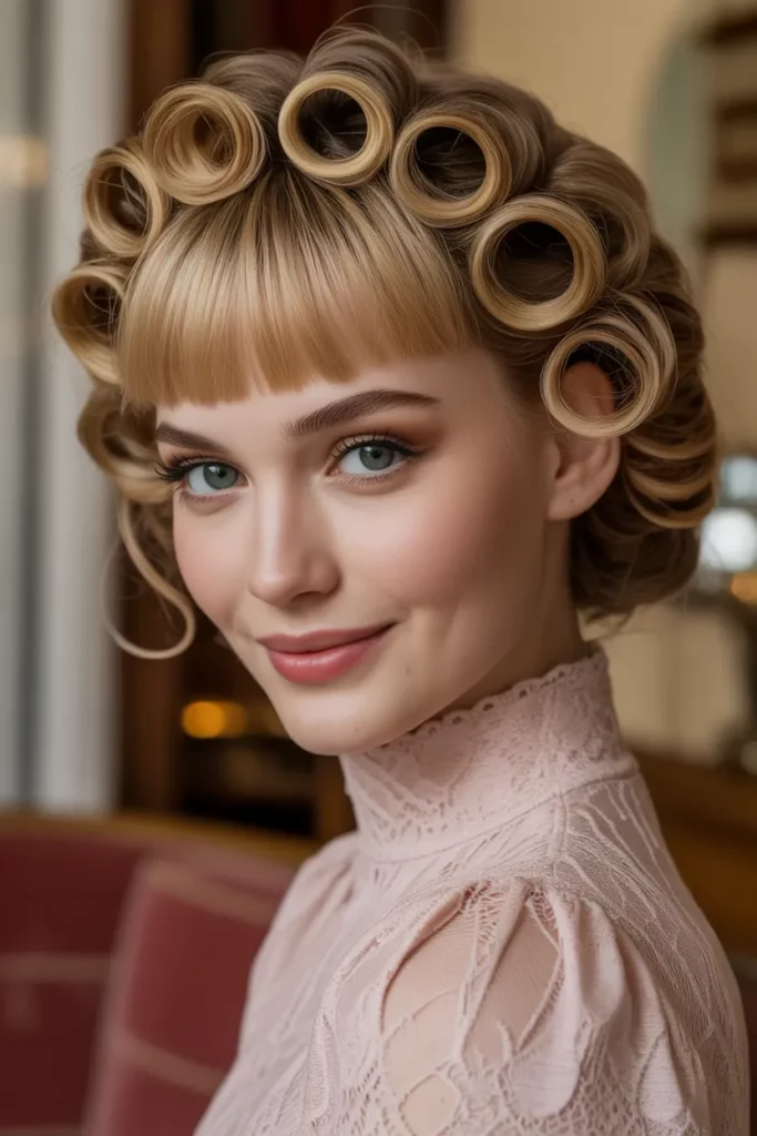 The Ringlet Curls with Blunt Bangs