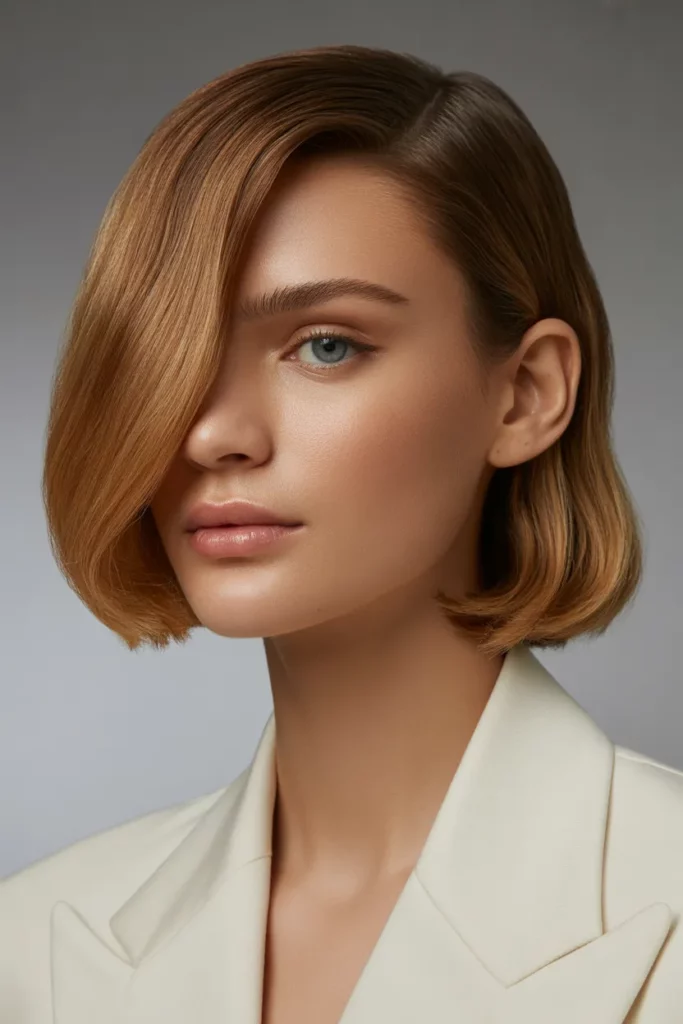 The Sleek Bob with a Deep Side Part