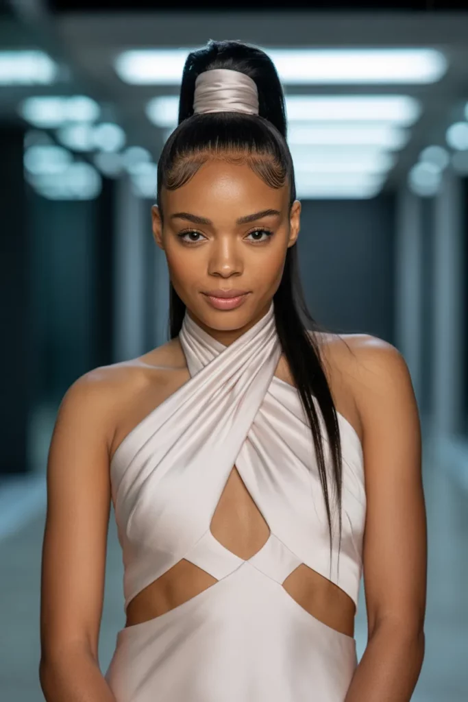 The Sleek High Ponytail with a Wrap