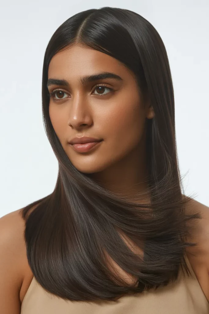 The Sleek, Straight Look with a Center Part
