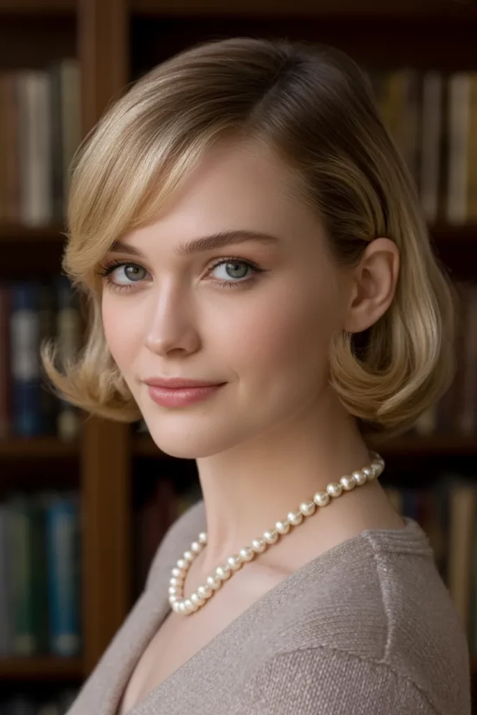 The Softly Curved Bob with Side-Swept Bangs