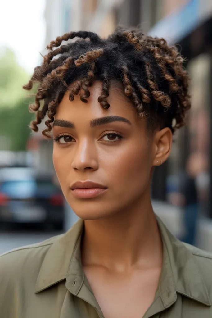The Swept-Back Curly Locs