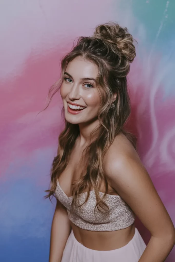 The Textured Messy Bun with Face-Framing Tendrils