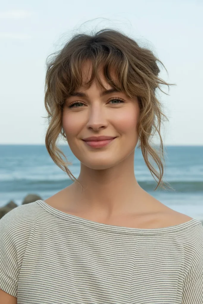 The Tousled Waves with Curtain Bangs