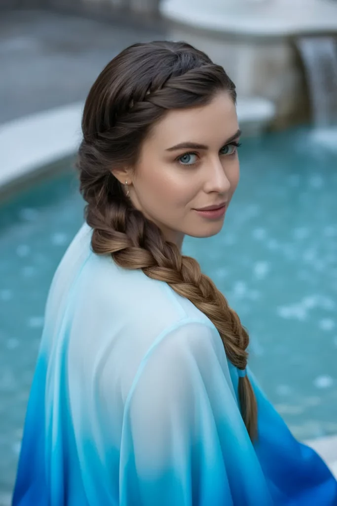The Waterfall Braid into a Low Chignon