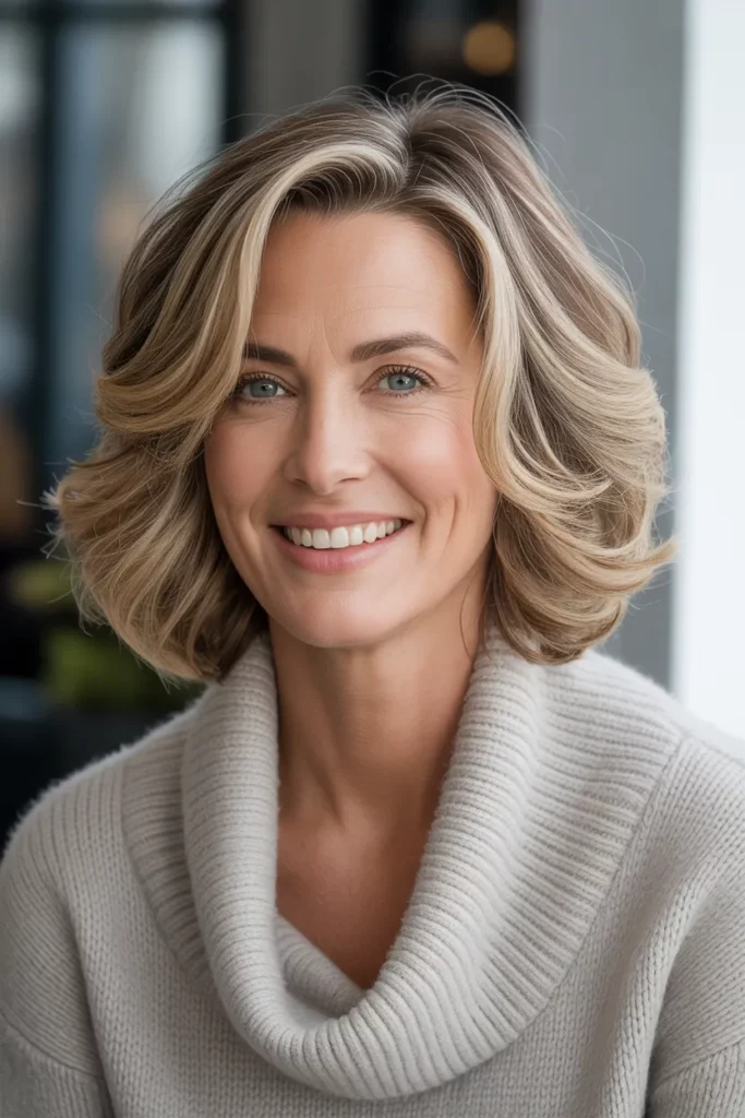 The Wavy Lob with Face-Framing Layers