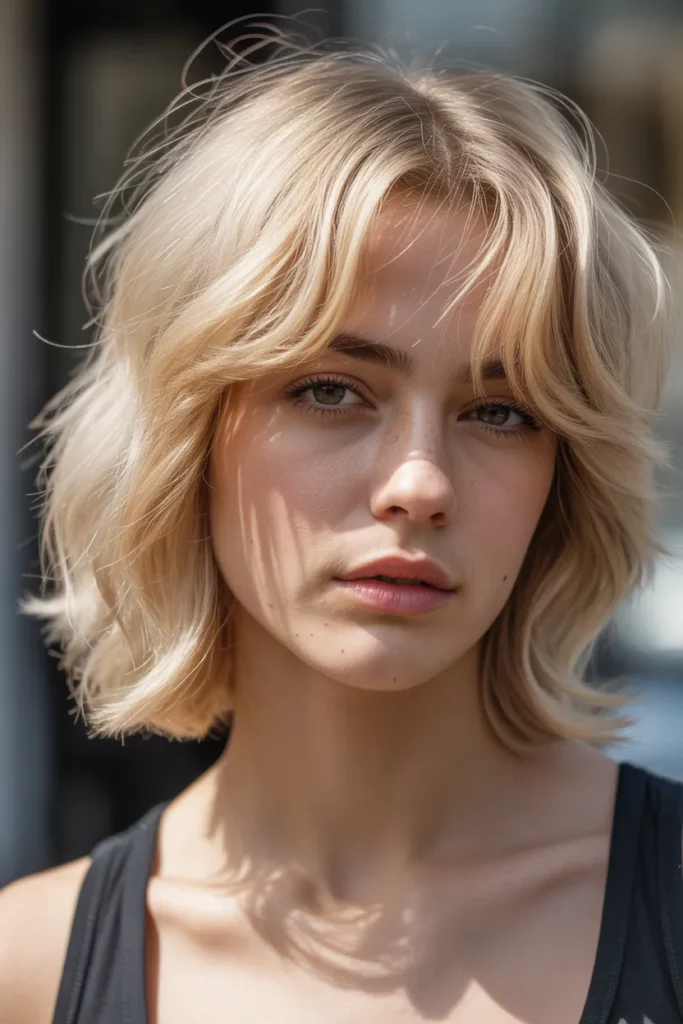 Tousled Blonde Wolf Cut