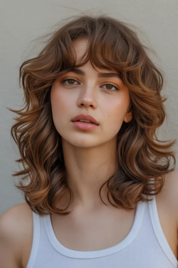 Wavy Chestnut Wolf Cut